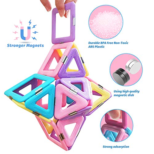 ATCRINICT 40PCS Castle Magnetic Blocks - Learning & Development Magnetic Tiles Building Blocks Kids Toys for 3 4 5 6 7 Years Old Boys Girls Gifts