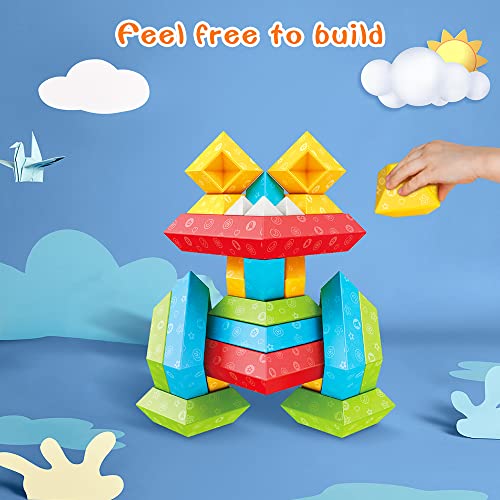 VATOS Changeable Building Blocks for Kids age 2 3 4 5 6 Year old,30 PCS Diamond-shaped Bricks Towers Building Construction Toys Sets STEM Preschool Educational Montessori Toys for Boys Girls
