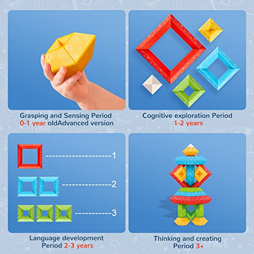 VATOS Changeable Building Blocks for Kids age 2 3 4 5 6 Year old,30 PCS Diamond-shaped Bricks Towers Building Construction Toys Sets STEM Preschool Educational Montessori Toys for Boys Girls