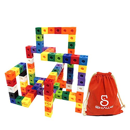 SHAWE Kids Construction , Snap Cube Autism Toys, Creative and Educational Alternative to Building Blocks - Kids Safe Material! Package in Adorable Bag (100 Pieces Cubes)
