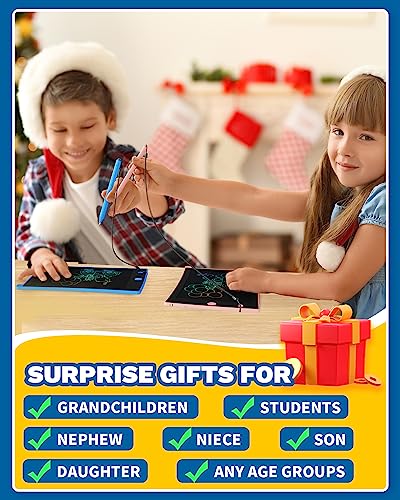 TEKFUN 2 Pack LCD Writing Tablet, 8.5inch Colorful Drawing Tablet for Kids, Erasable Writing Drawing Board with Lanyard, Learning Toys Gifts for 2 3 4 5 6 7 Years Old Boys Girls Toddlers (Blue+Pink)