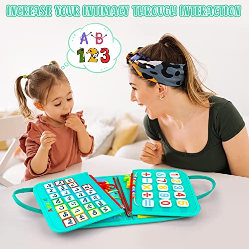 Busy Board for Toddlers, 34 IN 1 Montessori Toys Sensory Activities Preschool Educational Toys for Learning Fine Motor Skills for 2 3 4 5 6 Years, Travel Toys for Kids on Plane - Green/Dinosaur