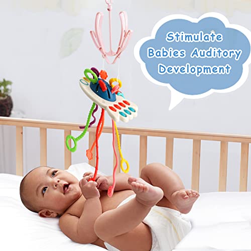 Montessori Toys, Silicone Pull String Activity Toy, Sensory Toys for Toddlers, Travel Toys for Babies, Early Development Baby Toys Fine Motor Skills Toys Gift for 18+ Months