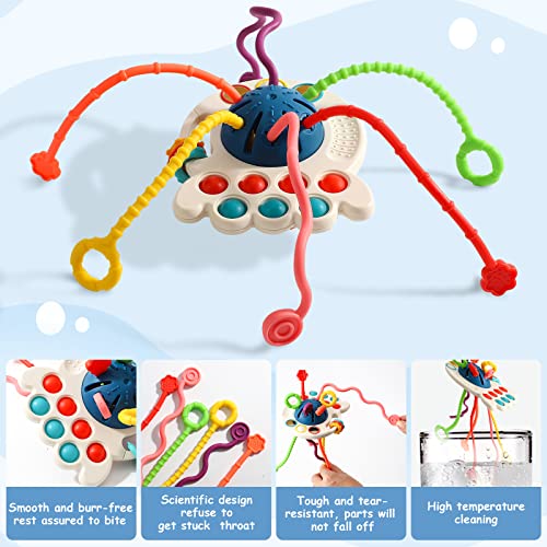Montessori Toys, Silicone Pull String Activity Toy, Sensory Toys for Toddlers, Travel Toys for Babies, Early Development Baby Toys Fine Motor Skills Toys Gift for 18+ Months