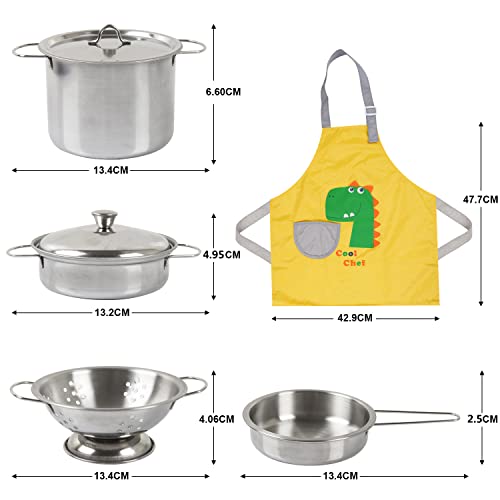 EFO SHM Interactive Learning Role Play Toy for Toddler Boys Girls Kitchen Accessories, Wooden Stainless Steel Cookware Pot & Pan , Food Cooking Utensil Chef Set