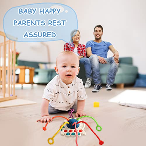 Montessori Toys, Silicone Pull String Activity Toy, Sensory Toys for Toddlers, Travel Toys for Babies, Early Development Baby Toys Fine Motor Skills Toys Gift for 18+ Months