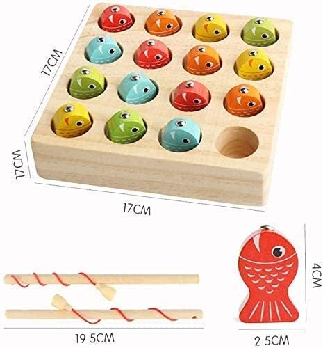 EPCHOO Fishing Game, Montessori Wooden Fishing Toy For Toddler, 15pcs Number Counting Board Fishing Pole Game Play Set, Learning Toys For 2 3 Year Old Girl Boy Kids