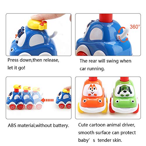 Toddler Toy Cars, Amy&Benton Car 1 year old，Baby Toy Car Assorted 4PCS Press & Go Toy Car Gifts for Baby Boys 1 2 Years Old