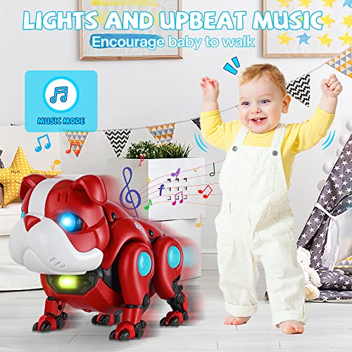 TNOIE Baby Toys Musical Light Crawling Walking Robot Dog Toy for 3 Year Old BoyToys,Baby Musical Toy Sound Toys Birthday Present Gifts for Kids Toddler Age 1 2 3 4+ Years Old