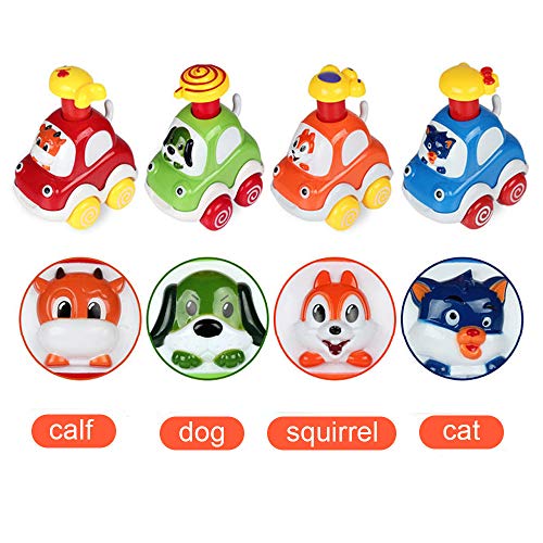 Toddler Toy Cars, Amy&Benton Car 1 year old，Baby Toy Car Assorted 4PCS Press & Go Toy Car Gifts for Baby Boys 1 2 Years Old