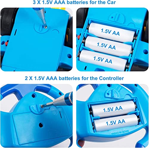 SGILE Remote Control Car for Toddlers with Sound and Light, RC Police Car Toys Birthday Gift Present for 18 Month+ Year Old Boys Girls, Blue