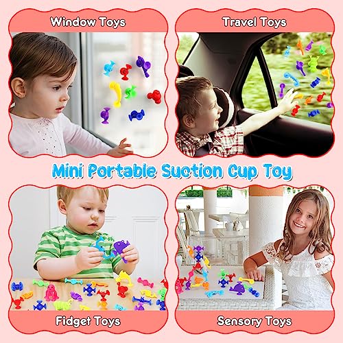 Flnlano Suction Toys, 30 Pcs Bath Toys for Toddlers 3+ Years Sensory Toys for Kids 3 4 5 6 7 Year Old Boys Girls Suction Cup Toys Window Animal Toys Baby Bath Game Sucker Travel Toys for Kids Ages 3-7