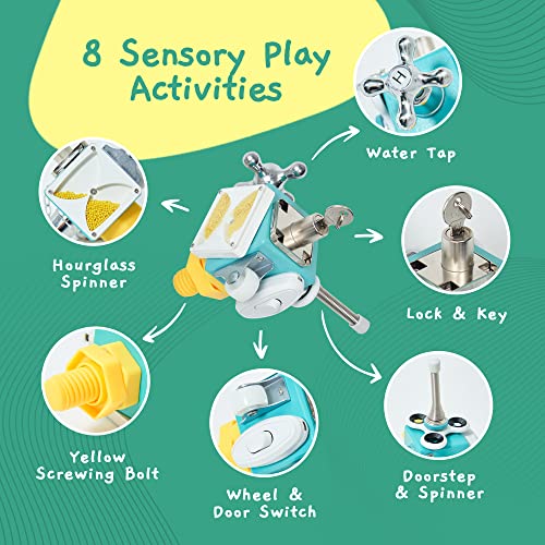 Jumble Dream Wooden Sensory Activity Cube Toy - Handmade Montessori Fidget Educational Travel Toy for Toddler Early Development Autism & ADHD