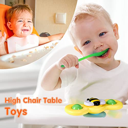 SYHLN Travel Toys for Toddlers on Plane, Baby Bath Toys for 1 2 Year Old Boys Girls Gifts, Baby Sensory Toys 0 6 12 Months, Suction Cup Spinner Toys, Spinning Toys Gifts for 1 2 Year Old Boys Girls