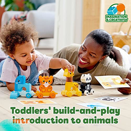 LEGO 10955 DUPLO My First Animal Train, Toys for Toddlers and Kids 1.5-3 Years Old with Elephant, Tiger, Panda and Giraffe Figures, Learning Toy