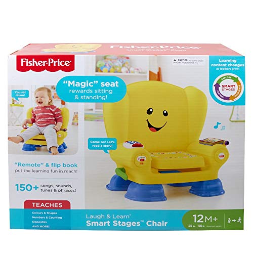 Fisher-Price Laugh & Learn Smart Stages Chair - UK English Edition, interactive musical toddler toy, GXC32