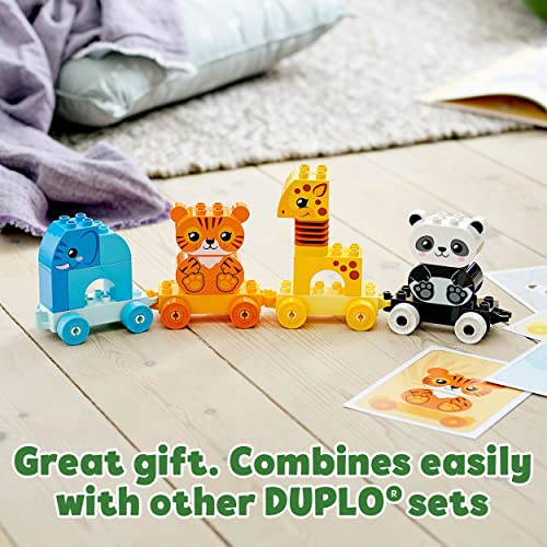 LEGO 10955 DUPLO My First Animal Train, Toys for Toddlers and Kids 1.5-3 Years Old with Elephant, Tiger, Panda and Giraffe Figures, Learning Toy