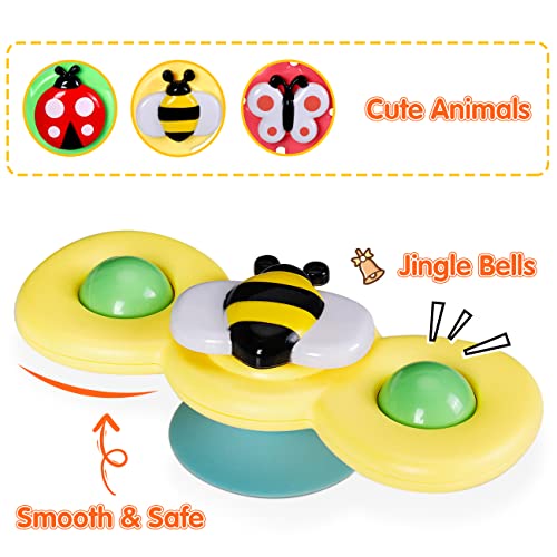 SYHLN Travel Toys for Toddlers on Plane, Baby Bath Toys for 1 2 Year Old Boys Girls Gifts, Baby Sensory Toys 0 6 12 Months, Suction Cup Spinner Toys, Spinning Toys Gifts for 1 2 Year Old Boys Girls