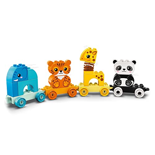 LEGO 10955 DUPLO My First Animal Train, Toys for Toddlers and Kids 1.5-3 Years Old with Elephant, Tiger, Panda and Giraffe Figures, Learning Toy