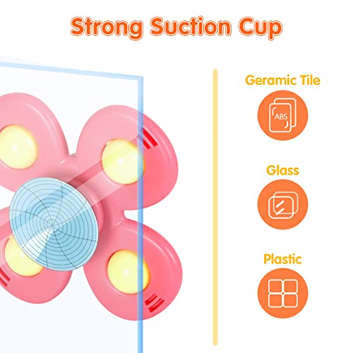 SYHLN Travel Toys for Toddlers on Plane, Baby Bath Toys for 1 2 Year Old Boys Girls Gifts, Baby Sensory Toys 0 6 12 Months, Suction Cup Spinner Toys, Spinning Toys Gifts for 1 2 Year Old Boys Girls