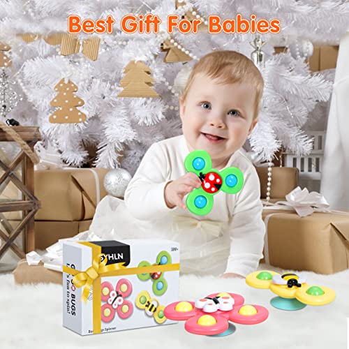 SYHLN Travel Toys for Toddlers on Plane, Baby Bath Toys for 1 2 Year Old Boys Girls Gifts, Baby Sensory Toys 0 6 12 Months, Suction Cup Spinner Toys, Spinning Toys Gifts for 1 2 Year Old Boys Girls
