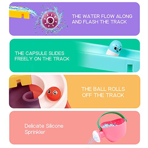 Bath Toys 45Pcs Bath Track Game Shower Toys Water Slide with Suction Cups Water Toys Bath Time DIY Educational Bath Slide Toy for 3 4 5 6 Year Olds Boys Girls Toddlers Kids