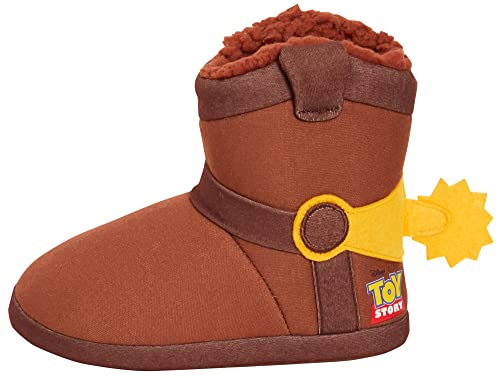 Disney Woody Slipper Boots Toy Story Boys Slippers Cowboy Booties with Spur Warm Fleece House Shoes 9 UK Child