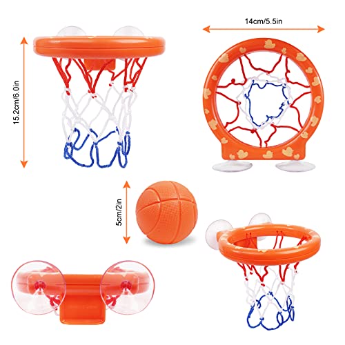 Vicloon Bath Basketball Hoop for Baby, Bath Toy Fun Basketball Hoop & Balls Set 5 Balls Included, Bath Toys Bathtub Basketball Hoop with Strong Suction Cup, Fun Toddler Bath Toys