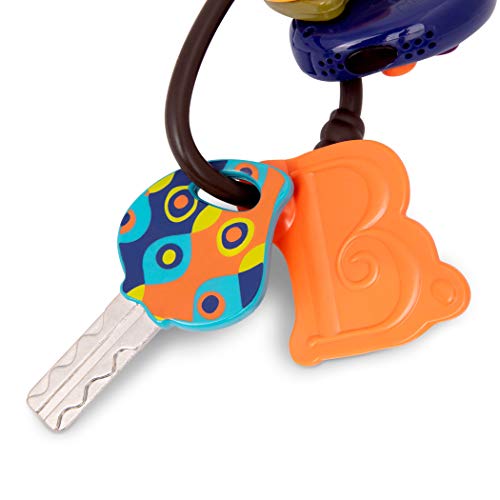 B. toys – 4 Textured Toy Car Keys for Babies & Toddlers – LucKeys – Blue – Flashlight & 3 Car Sounds – Non-Toxic – Interactive Baby Teething Toys – 10 months +