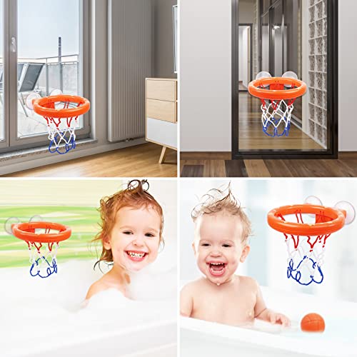 Vicloon Bath Basketball Hoop for Baby, Bath Toy Fun Basketball Hoop & Balls Set 5 Balls Included, Bath Toys Bathtub Basketball Hoop with Strong Suction Cup, Fun Toddler Bath Toys