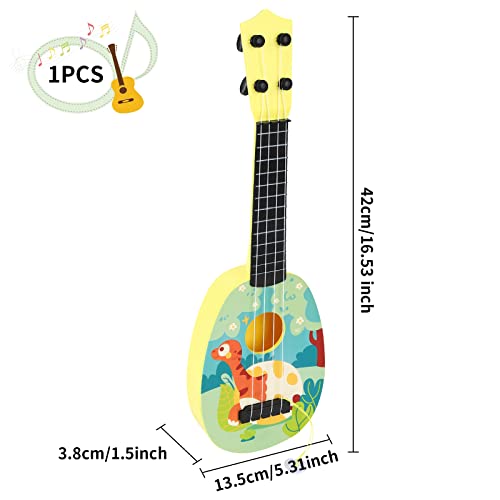 43 CM Kids Ukulele Guitar Toy, Guitar Musical Toy Ukulele Instrument, with 4 Adjustable Strings Mini Guitar and Picks for Toddlers Boys and Girls