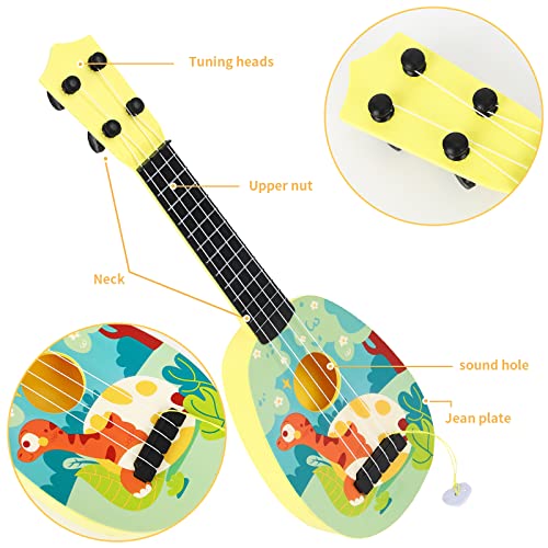 43 CM Kids Ukulele Guitar Toy, Guitar Musical Toy Ukulele Instrument, with 4 Adjustable Strings Mini Guitar and Picks for Toddlers Boys and Girls