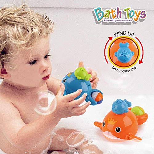 ANTIC DUCK Mold Free Fishing Games Swimming Whales BPA Free Water Table Pool Bath Time Bathtub Tub Toy for Toddlers Baby Kids Infant Girls Boys Age 3 4 5 6 Years Old Bathroom Fish Set