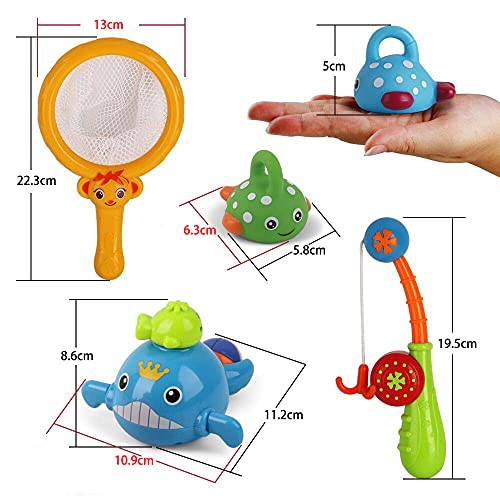 ANTIC DUCK Mold Free Fishing Games Swimming Whales BPA Free Water Table Pool Bath Time Bathtub Tub Toy for Toddlers Baby Kids Infant Girls Boys Age 3 4 5 6 Years Old Bathroom Fish Set