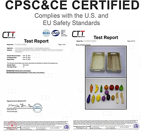 Airlab Wooden Play Food for Kids Kitchen Toys for Toddlers Cutting Pretend Toy Food Wooden Fruits Vegetables Gift for Boys Girls Educational Toys