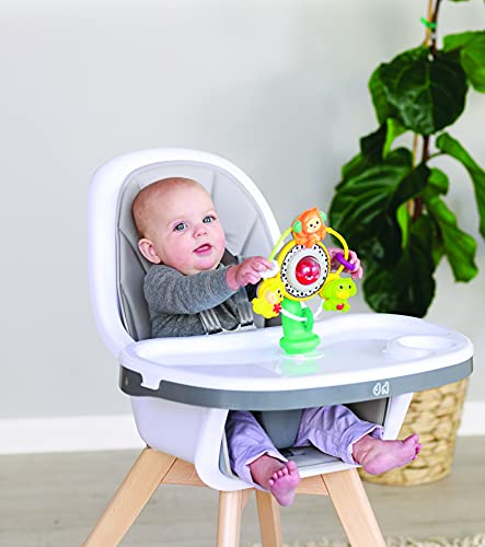 Infantino Jungle Ferris Wheel - Spinning High Chair Toy with Three Jungle Animals and Music and Practical Suction Cup, Multi-Colour