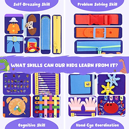 Busy Board for Toddlers, Montessori Sensory Toys Activity Board for Fine Motor Skills, Preschool Educational Learning Gifts for 1 2 3 4 5 Year Old Girls & Boys, Autism Toys, Car Airplane Travel Toy