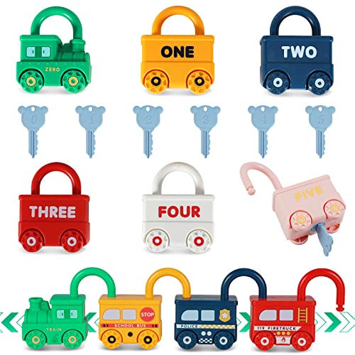 Kizmyee Lock and Key Toy, Montessori Toys for 1 2 3 4 5 Toy Toddler Activities Matching Counting Game Educational Learning Toys for Kids Boys Girls