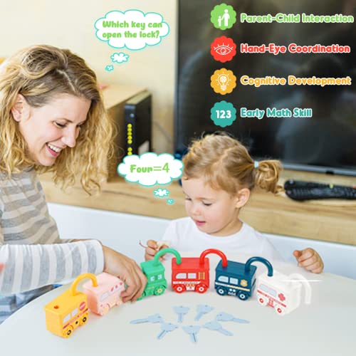 Kizmyee Lock and Key Toy, Montessori Toys for 1 2 3 4 5 Toy Toddler Activities Matching Counting Game Educational Learning Toys for Kids Boys Girls