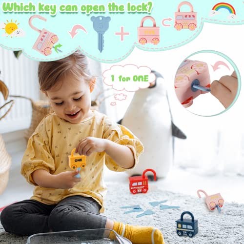 Kizmyee Lock and Key Toy, Montessori Toys for 1 2 3 4 5 Toy Toddler Activities Matching Counting Game Educational Learning Toys for Kids Boys Girls