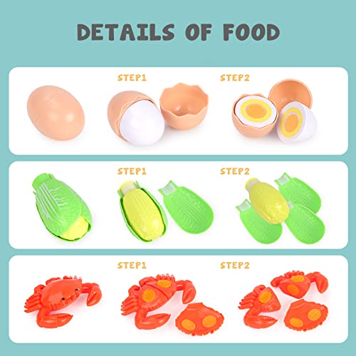 GILOBABY Kitchen Pretend Toy, Role Play Cutting Fruits Food Toy& Cookware Pots& Pans Set, Educational Gift Toy for Kid Girl Boy Toddler Age 3,4,5,6,7,8, Cooking Utensils Vegetables Toys for Children