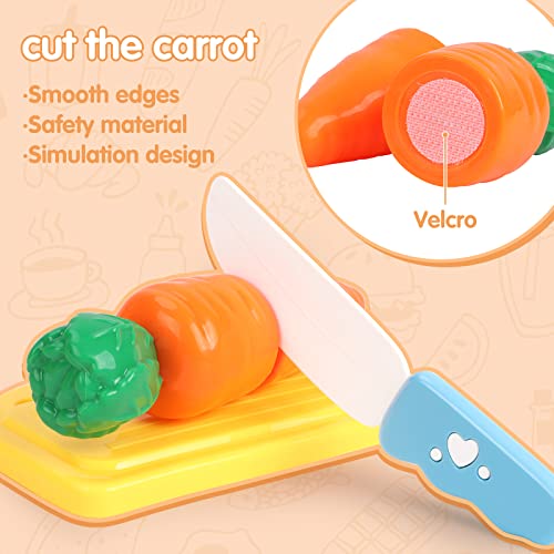 GILOBABY Kitchen Pretend Toy, Role Play Cutting Fruits Food Toy& Cookware Pots& Pans Set, Educational Gift Toy for Kid Girl Boy Toddler Age 3,4,5,6,7,8, Cooking Utensils Vegetables Toys for Children