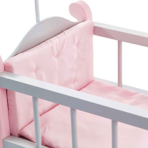 Olivia's Little World Pink Polka Dot Baby Doll Crib Wooden Doll Cot With Mobile Doll Furniture UK-TD-0206AG