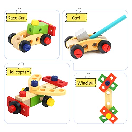 Wooden Toys Kids Tool Set-Wooden Kids Toys Tool Box Kit Construction Role Play Educational Toddler Toys for 2 3 4 5 Year Olds Girls Boys Gifts,Children Toys Woodworking Tools Pretend Play Tool Kits