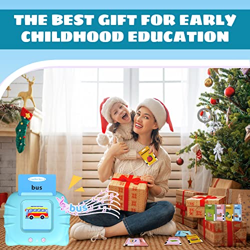 Fandina Electronic Talking Flash Cards, Toddler Toys for 2 3 4 5 6 Year Old Boys Girls, Kids Games Birthday Gifts, Educational Cognitive Learning Toy,Sensory Toys for Autism, Speech Therapy Toy (Blue)