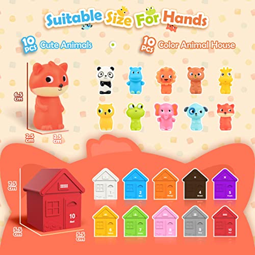 Pet Figures Playset Toy, Realistic Pet House with Number, Role Play Montessori Educational Toys Gift for Toddler Boys Girls 3 4 5 6 Years