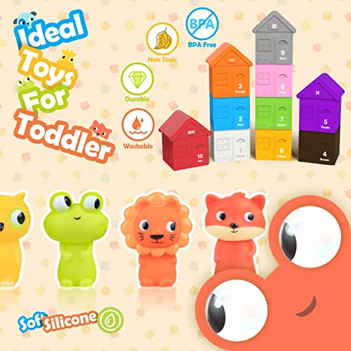 Pet Figures Playset Toy, Realistic Pet House with Number, Role Play Montessori Educational Toys Gift for Toddler Boys Girls 3 4 5 6 Years