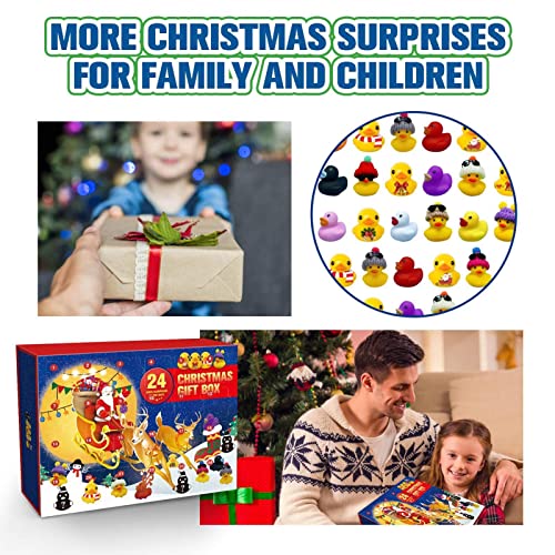 Mini Christmas Rubber Ducks Advent Calendar with 24PCS Toys, Toddler Kids Christmas Toys Advent Calendar 2022, Creative Bath Toy for Baby, Gifts
