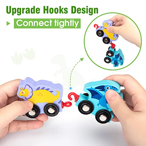 INSTOY Toddler Toys for 2 3 4 Year Olds Boys Gifts,Wooden Dinosaur Train Set for Boys Toys Age 2 3 4 Montessori Car Toys for Kids Age 3-6,Learning Educational Toys for 2 3 4 5 Year Olds Girls Gifts