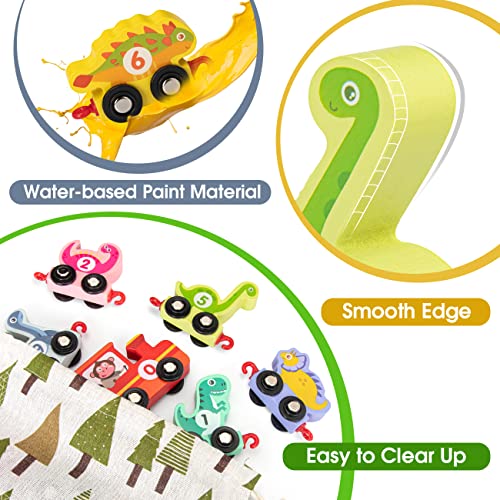 INSTOY Toddler Toys for 2 3 4 Year Olds Boys Gifts,Wooden Dinosaur Train Set for Boys Toys Age 2 3 4 Montessori Car Toys for Kids Age 3-6,Learning Educational Toys for 2 3 4 5 Year Olds Girls Gifts